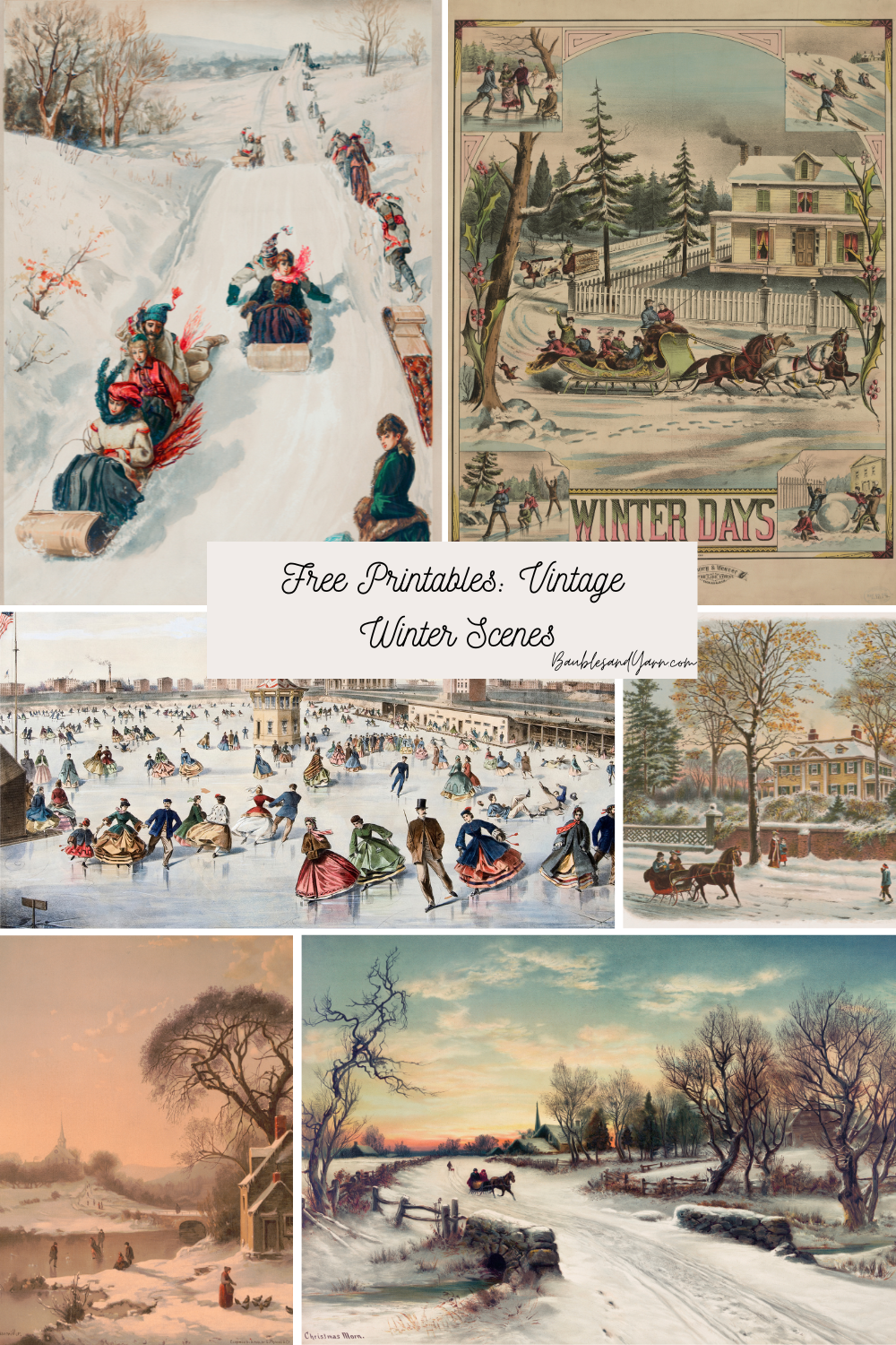 free printables: vintage winter scenes -